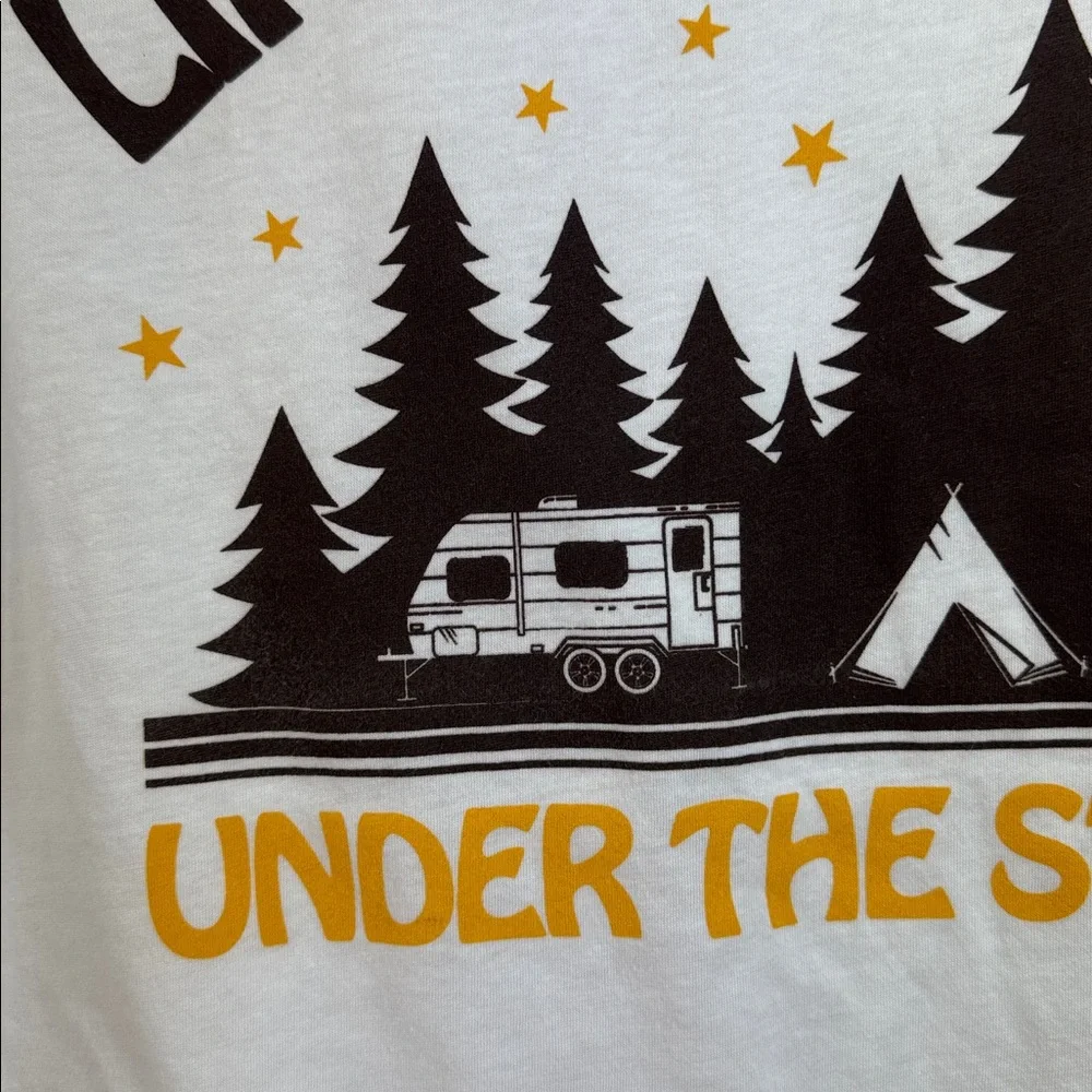 Love Tribe White Tee with Camping Stars Graphic - Picture 5 of 7